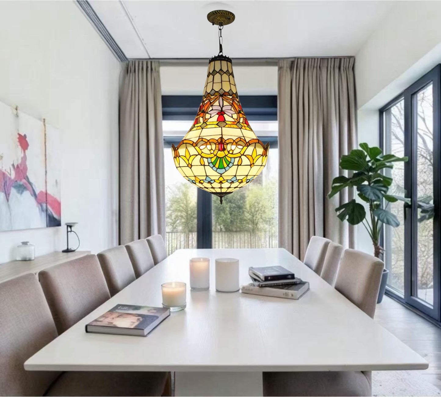 CDH 16" Tiffany Style Inverted Chandelier with 40cm Shade (12025CSTL)
