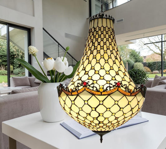 CDH 16" Tiffany Style Inverted Chandelier with 40cm Shade (12010CSTL)