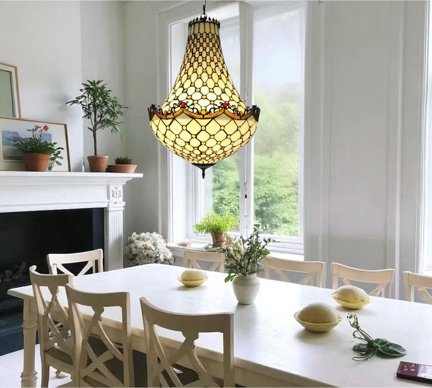 CDH 16" Tiffany Style Inverted Chandelier with 40cm Shade (12010CSTL)