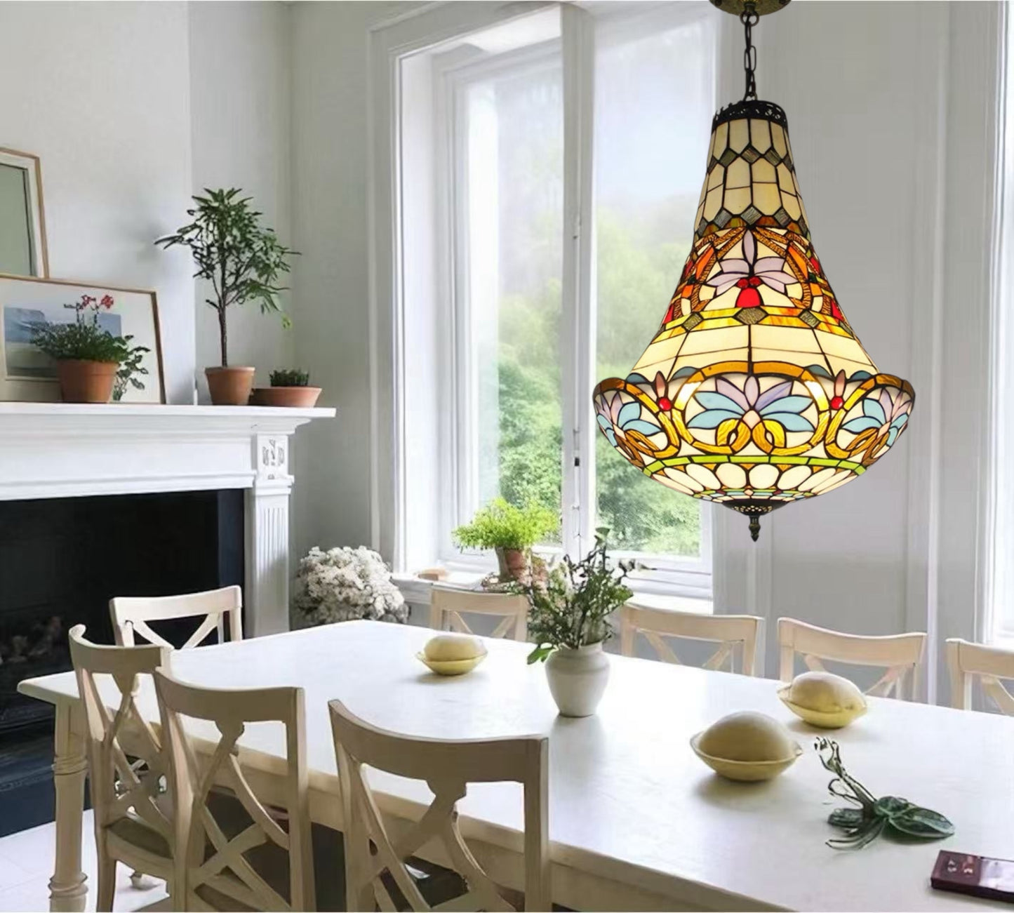 CDH 16" Tiffany Style Inverted Chandelier with 40cm Shade (12045CSTL)