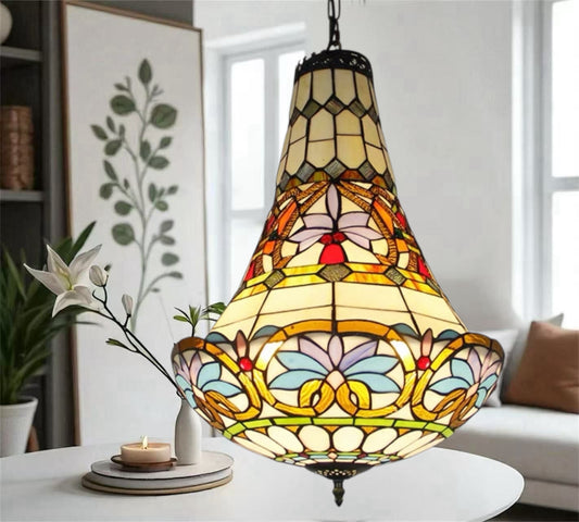 CDH 16" Tiffany Style Inverted Chandelier with 40cm Shade (12045CSTL)