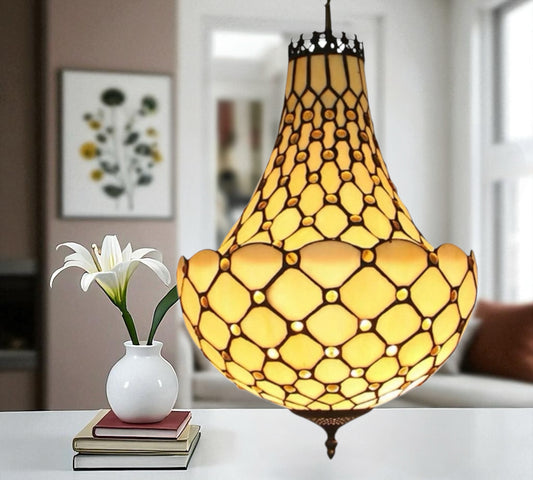 CDH 16" Tiffany Style Inverted Chandelier with 40cm Shade (12021CSTL)