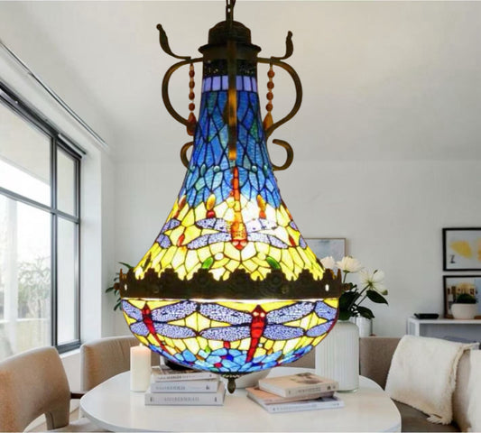 CDH 16" Tiffany Style Inverted Chandelier with 40cm Shade (16117CSTL_R)