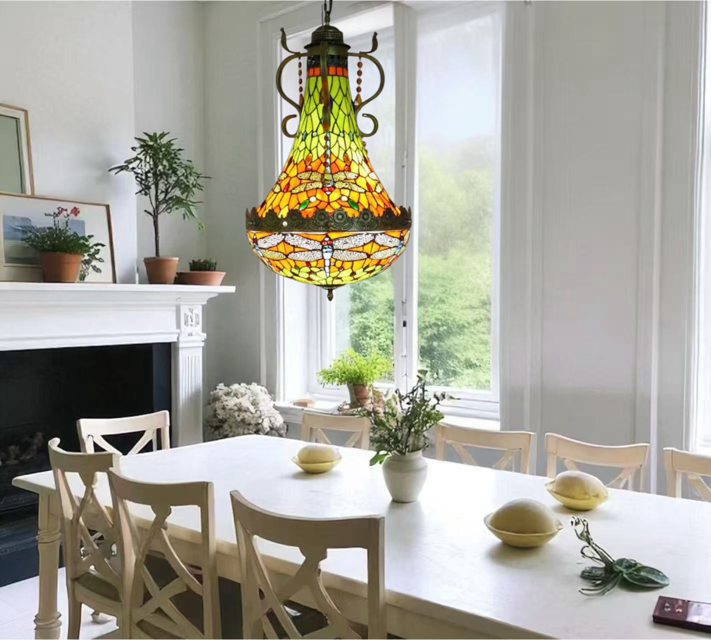 CDH 16" Tiffany Style Inverted Chandelier with 40cm Shade (16812CSTL_R)