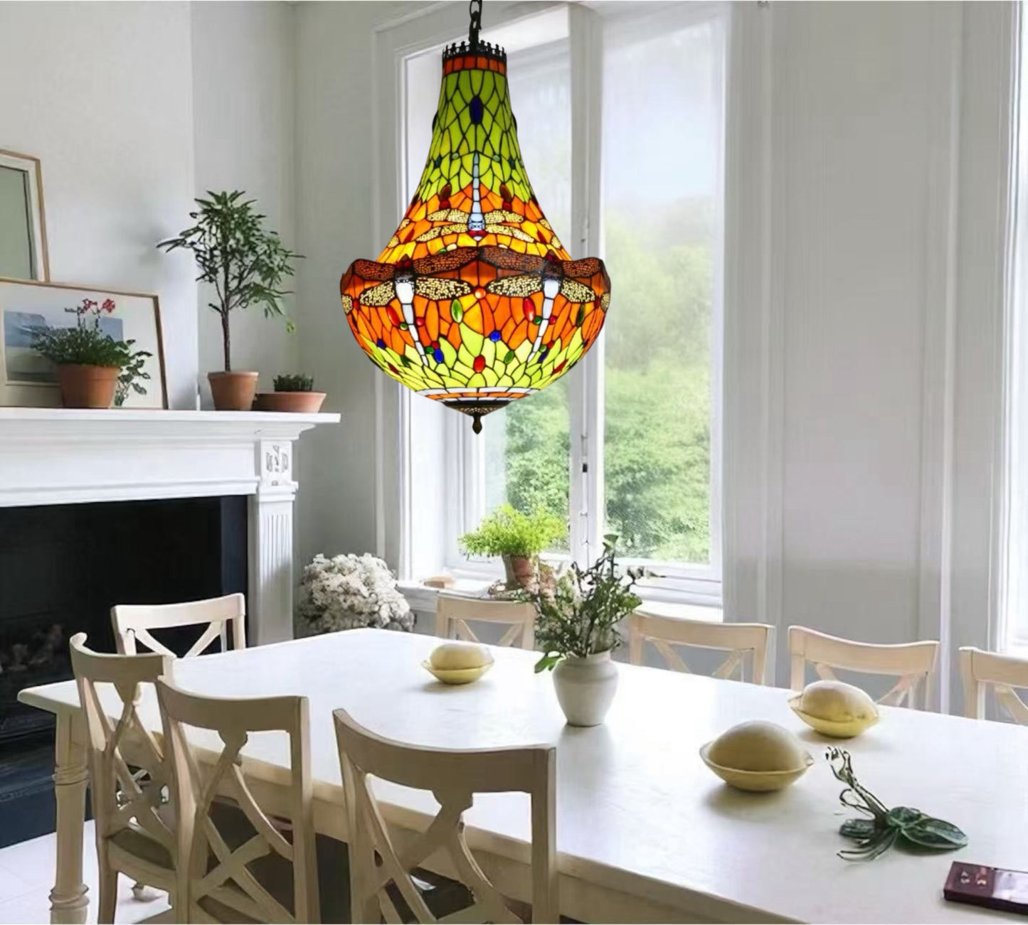 CDH 16" Tiffany Style Inverted Chandelier with 40cm Shade (16812CSTL)