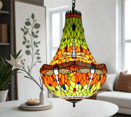 CDH 16" Tiffany Style Inverted Chandelier with 40cm Shade (16812CSTL)