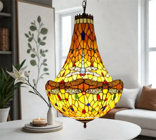 CDH 16" Tiffany Style Inverted Chandelier with 40cm Shade (16035CSTL)