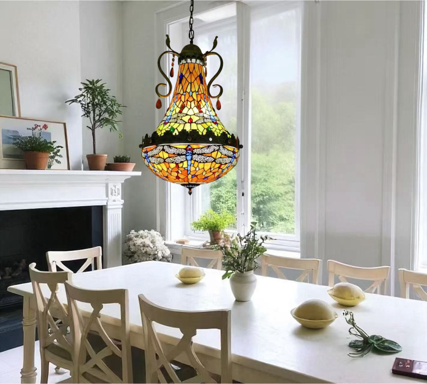 CDH 16" Tiffany Style Inverted Chandelier with 40cm Shade (16035CSTL_R)