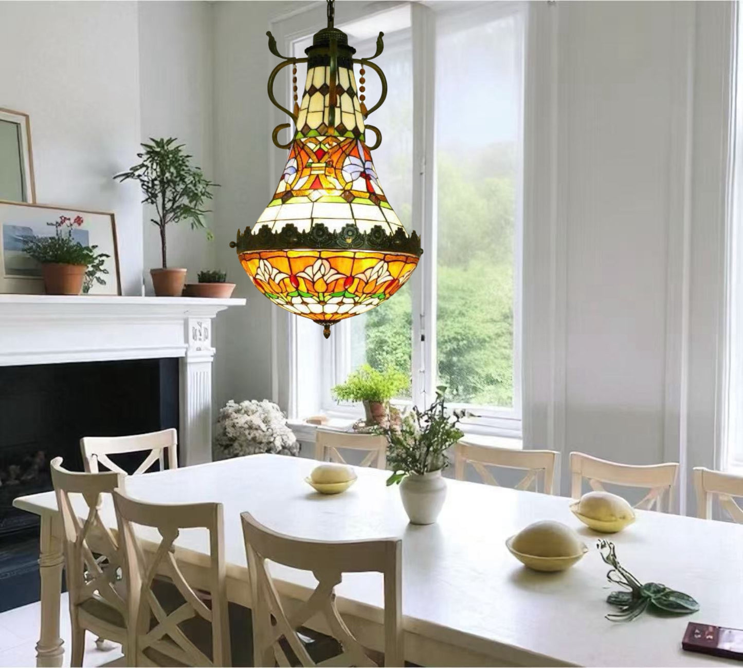 CDH 16" Tiffany Style Inverted Chandelier with 40cm Shade (15017CSTL_R)