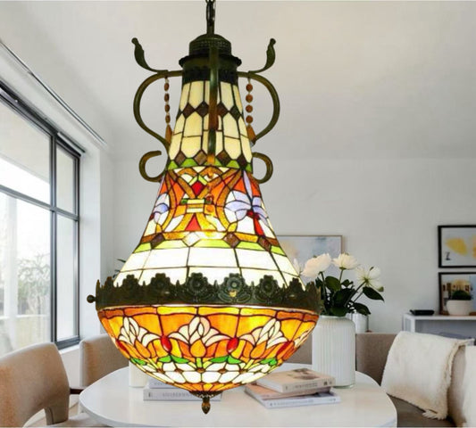 CDH 16" Tiffany Style Inverted Chandelier with 40cm Shade (15017CSTL_R)
