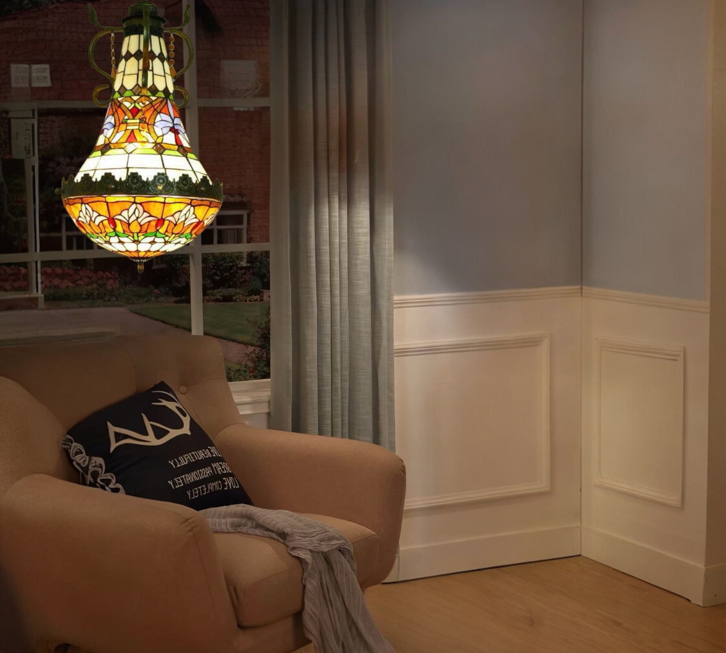 CDH 16" Tiffany Style Inverted Chandelier with 40cm Shade (15017CSTL_R)