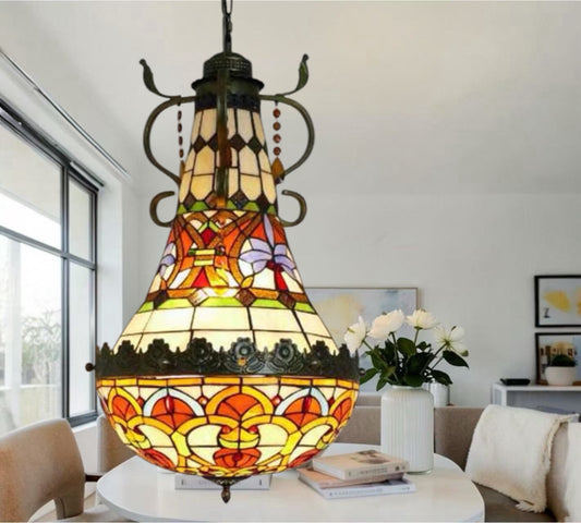 CDH 16" Tiffany Style Inverted Chandelier with 40cm Shade (19052CSTL)