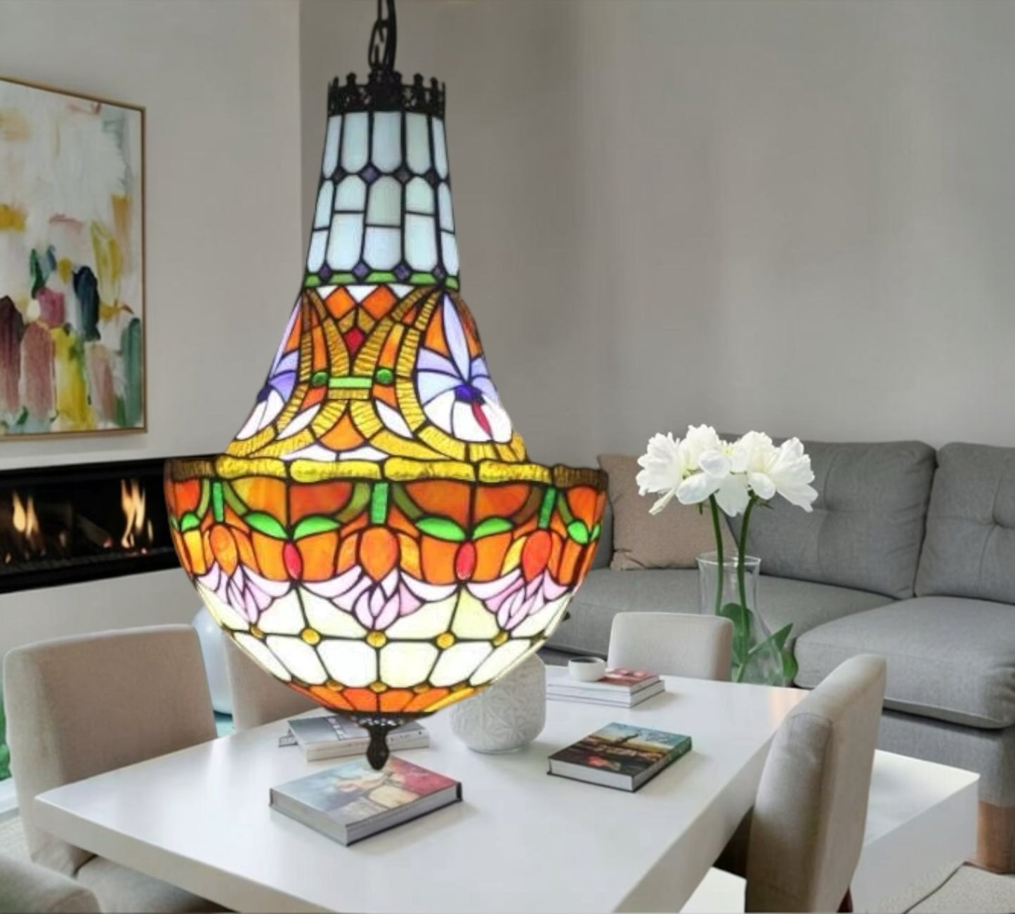 CDH 12" Tiffany Style Inverted Chandelier with 30cm Shade (15017CST)
