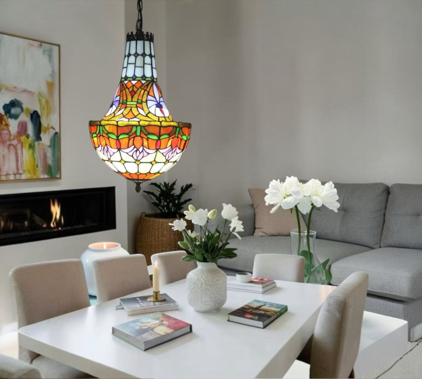 CDH 12" Tiffany Style Inverted Chandelier with 30cm Shade (15017CST)