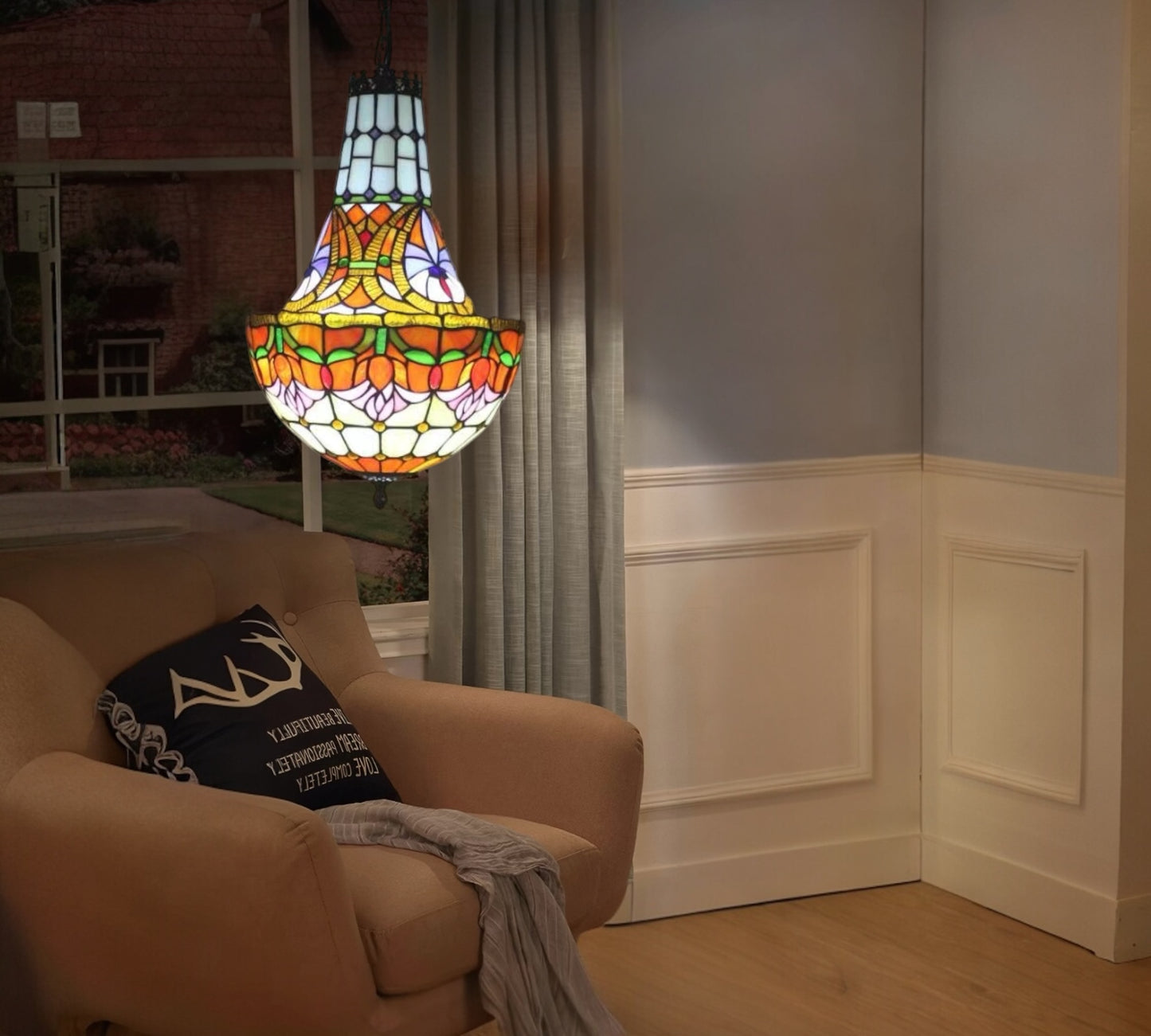 CDH 12" Tiffany Style Inverted Chandelier with 30cm Shade (15017CST)