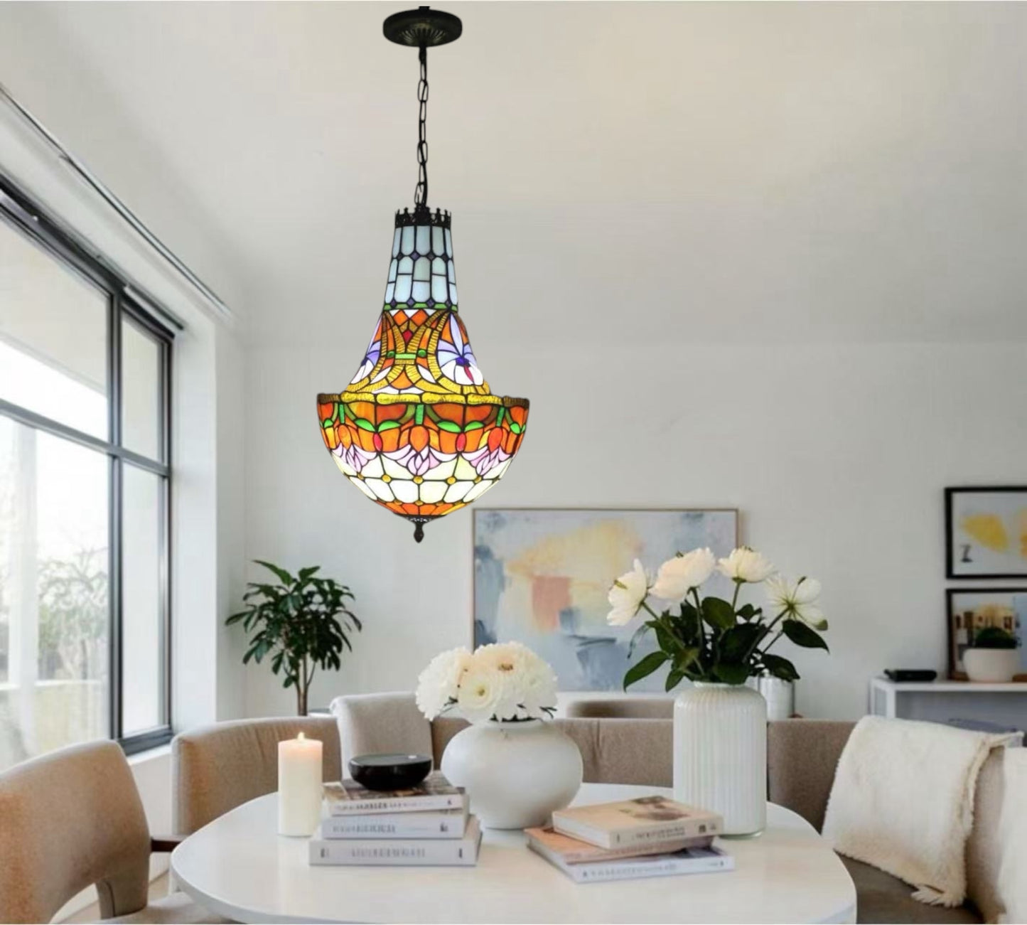 CDH 12" Tiffany Style Inverted Chandelier with 30cm Shade (15017CST)