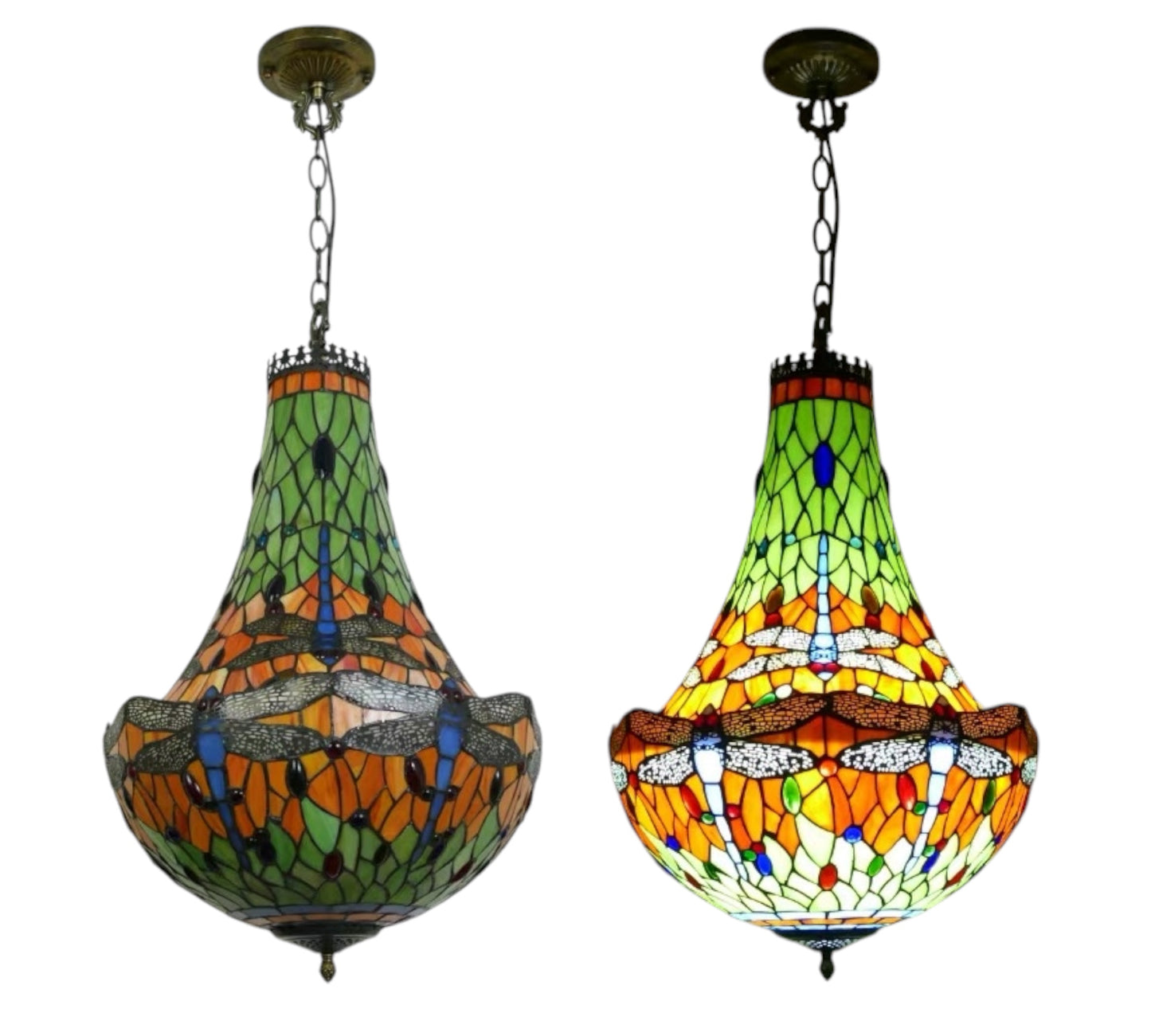 CDH 16" Tiffany Style Inverted Chandelier with 40cm Shade (16812CSTL)