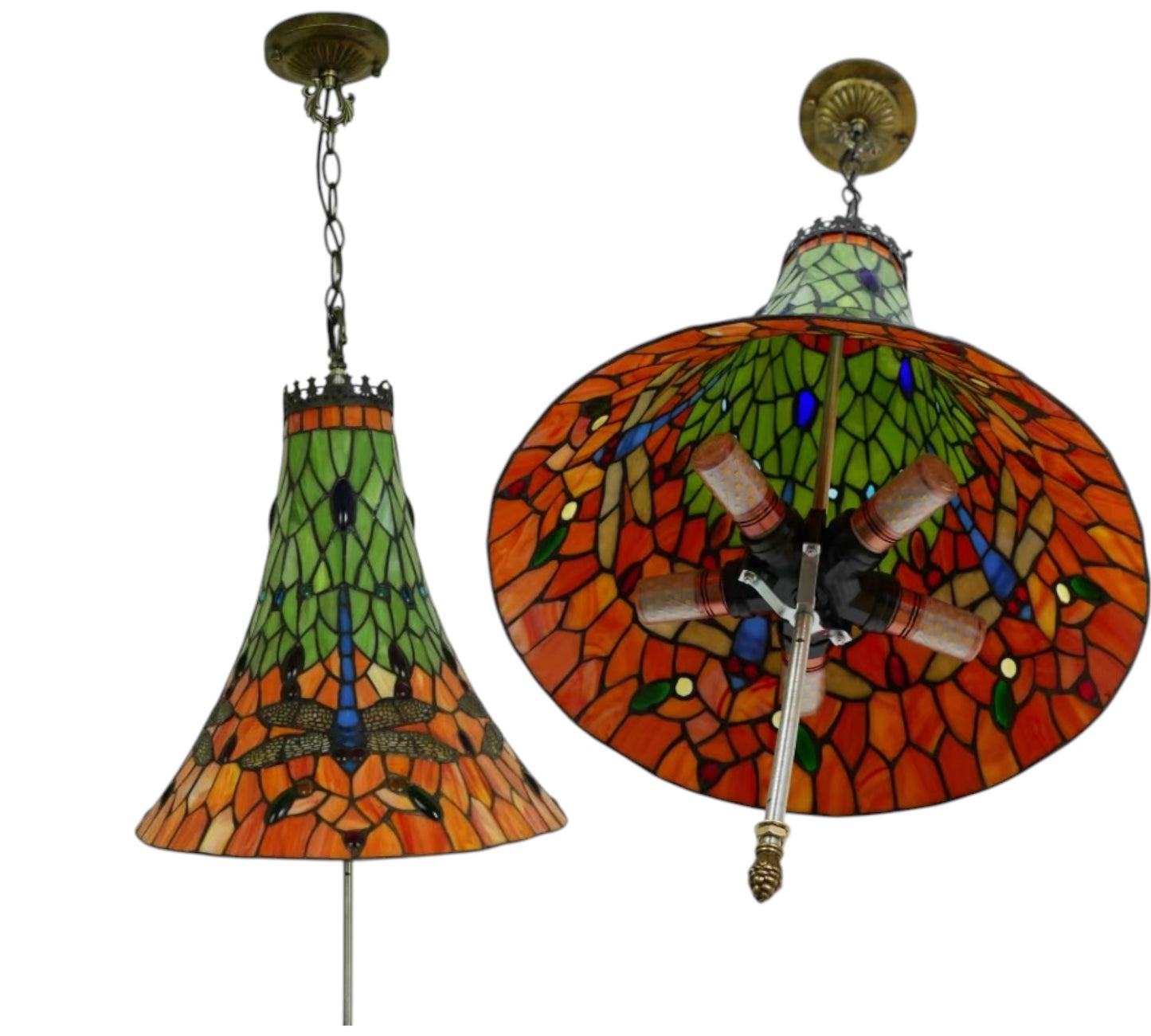 CDH 16" Tiffany Style Inverted Chandelier with 40cm Shade (16812CSTL)