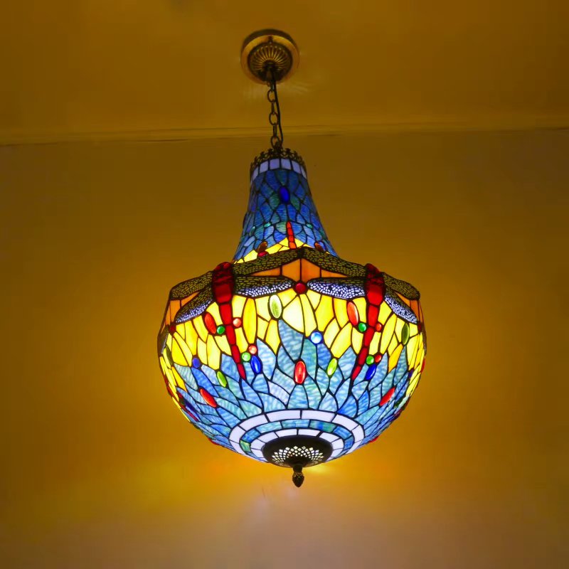 CDH 16" Tiffany Style Inverted Chandelier with 40cm Shade (16117CSTL)