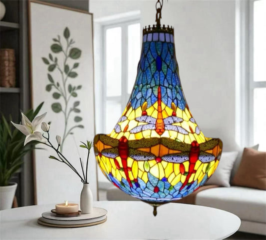 CDH 16" Tiffany Style Inverted Chandelier with 40cm Shade (16117CSTL)