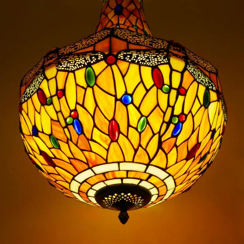 CDH 16" Tiffany Style Inverted Chandelier with 40cm Shade (16035CSTL)