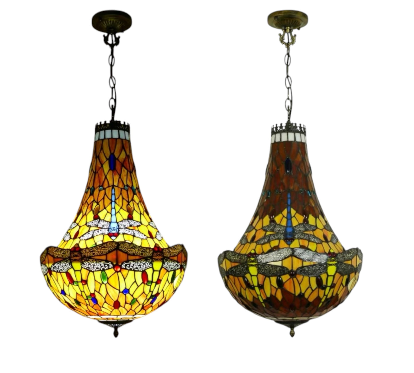 CDH 16" Tiffany Style Inverted Chandelier with 40cm Shade (16035CSTL)