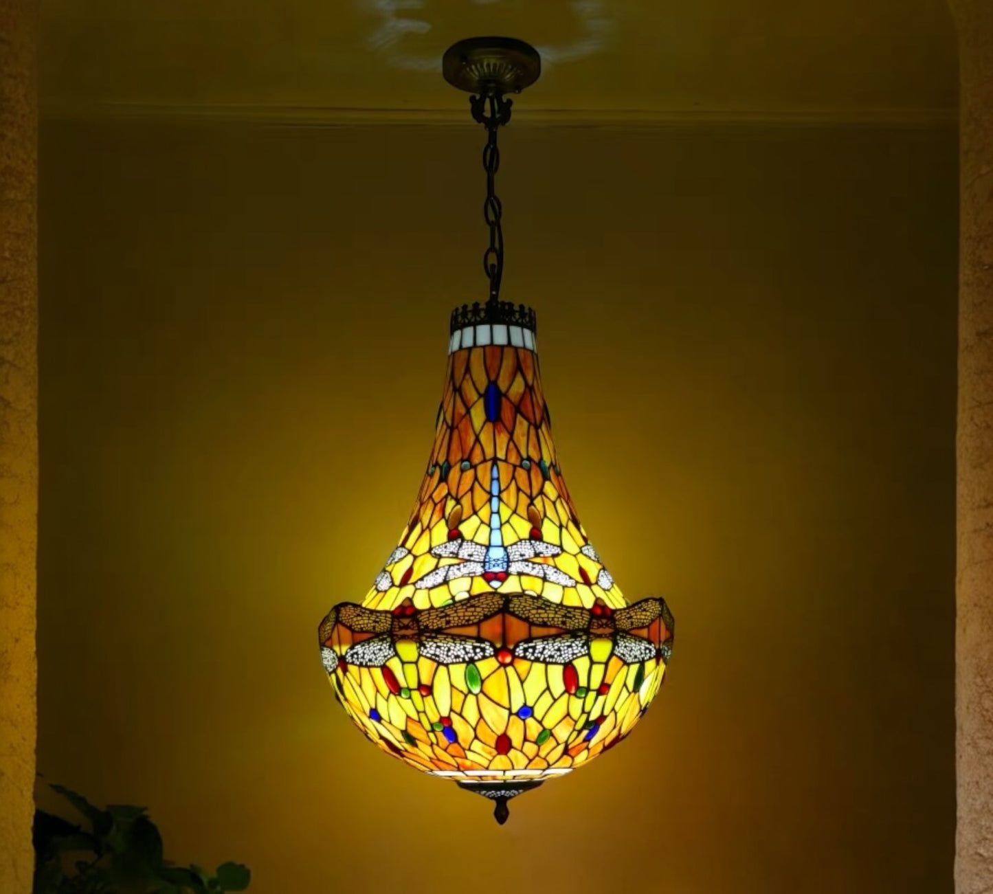 CDH 16" Tiffany Style Inverted Chandelier with 40cm Shade (16035CSTL)
