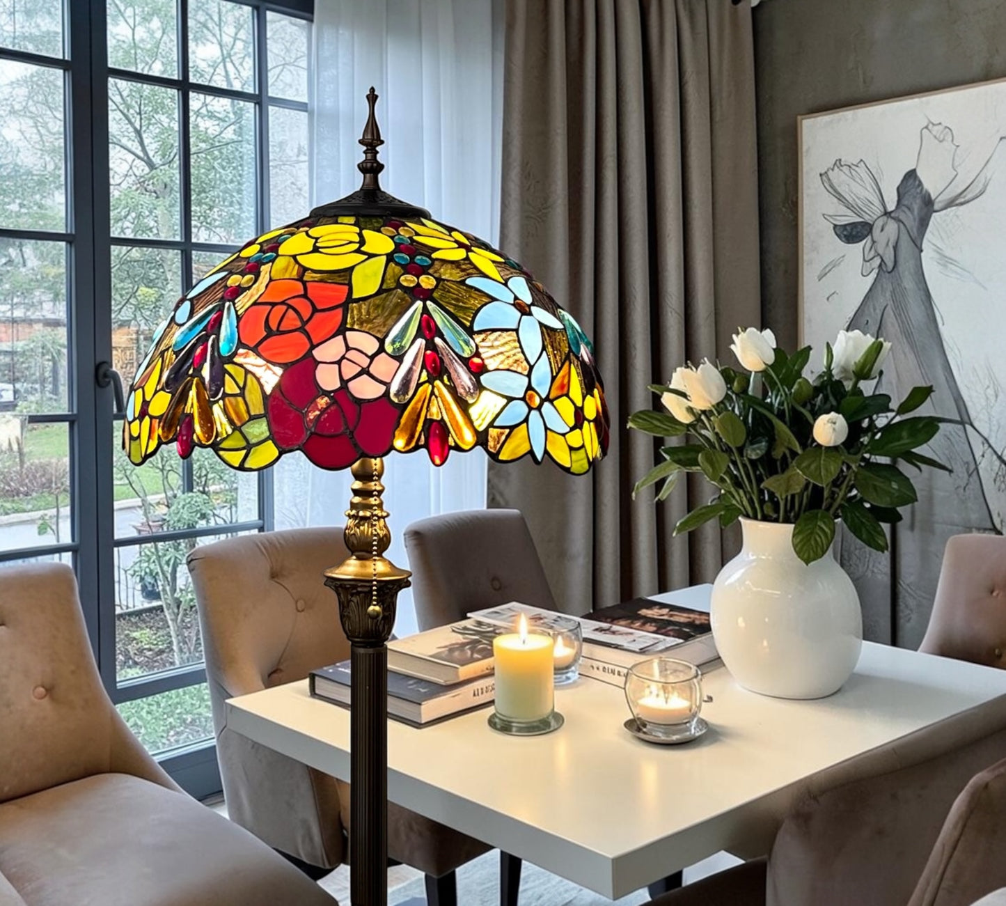 CDH Tiffany Floor Lamp (15016F) 16" 40CM Shade