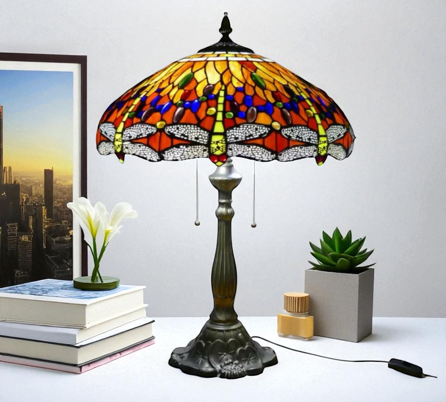 CDH 18" XLARGE Tiffany Table Lamp 46cm Shade (19016T)
