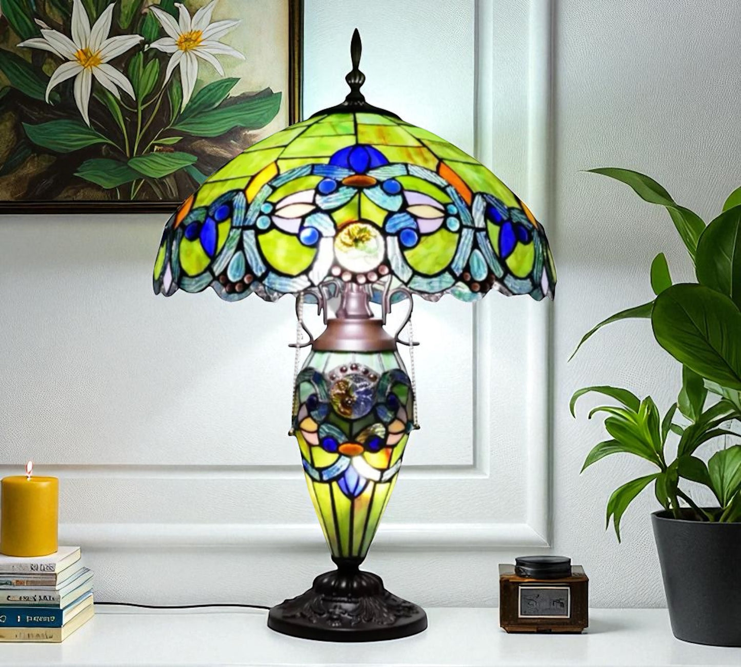 CDH 18" XLARGE Tiffany Mother-Daughter Vase Lamp 40cm Shade (15066)