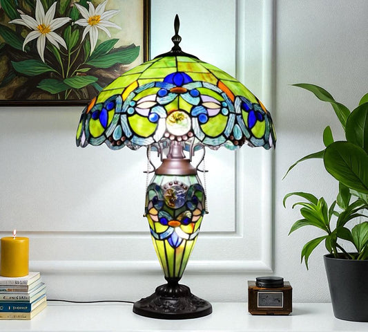 CDH 18" XLARGE Tiffany Mother-Daughter Vase Lamp 40cm Shade (15066)