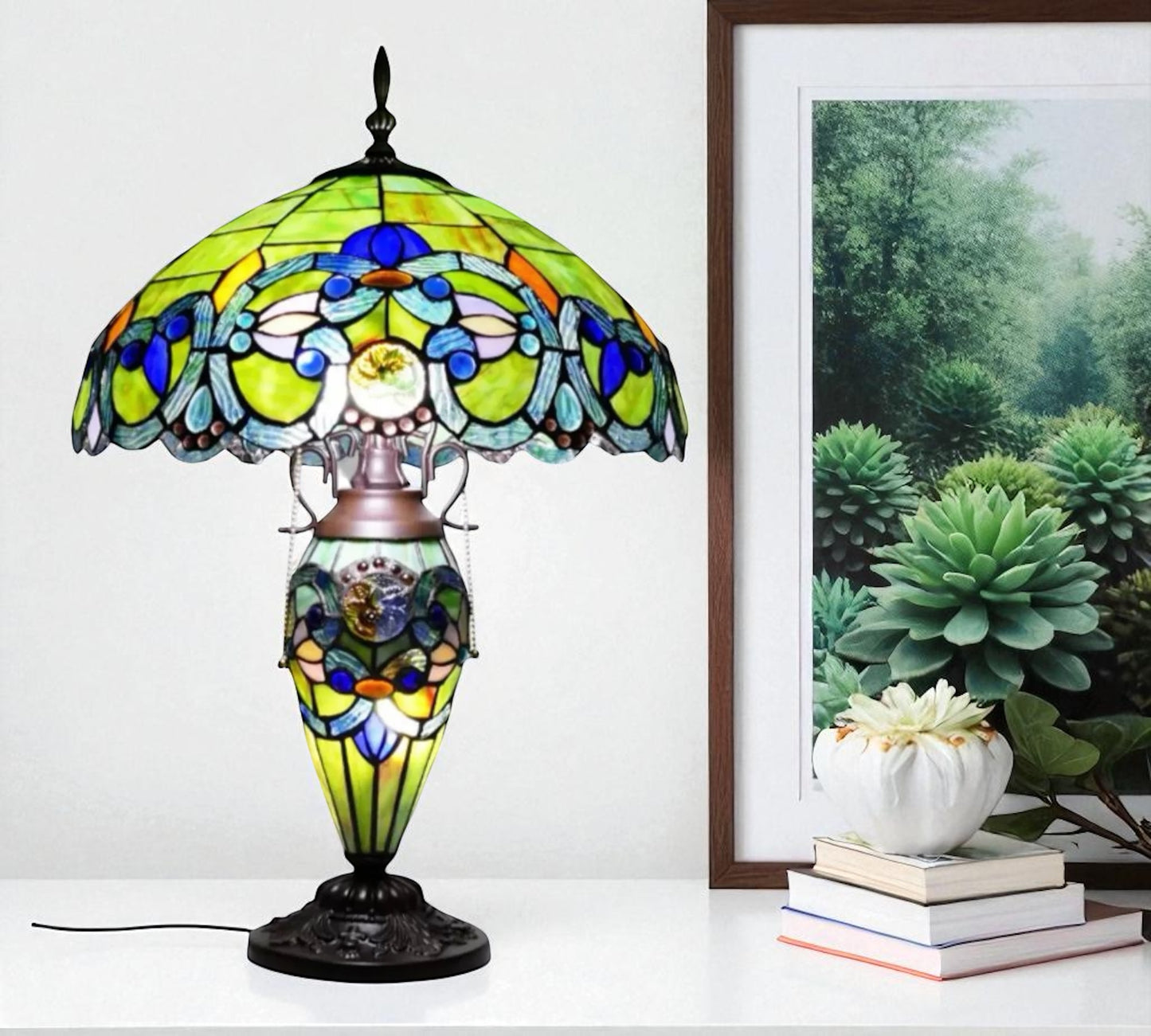 CDH 18" XLARGE Tiffany Mother-Daughter Vase Lamp 40cm Shade (15066)