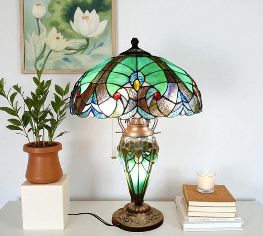 CDH 18" XLARGE Tiffany Mother-Daughter Vase Lamp 46cm Shade (15065)