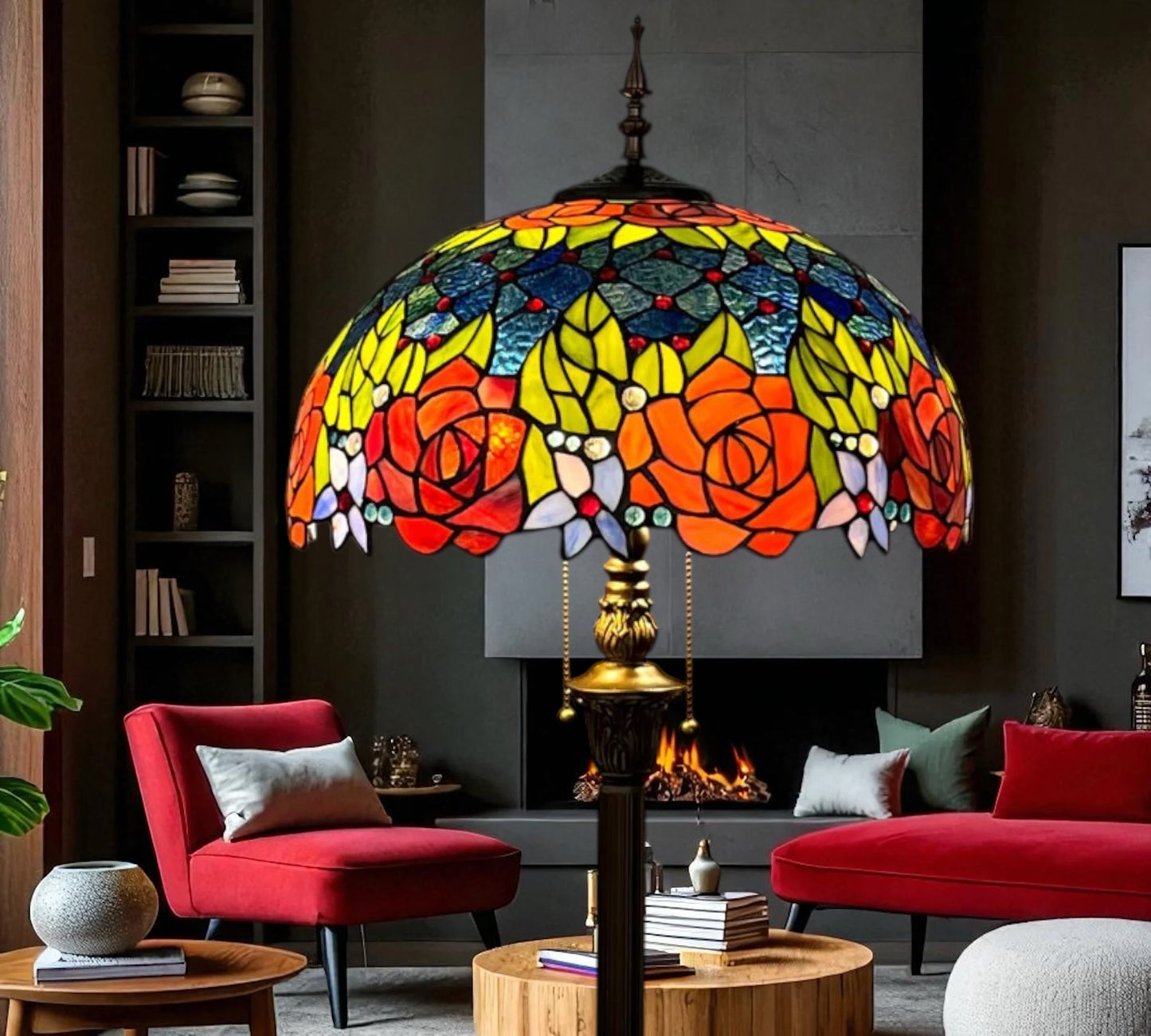 CDH Tiffany Floor Lamp 18" XLARGE 46CM shade (15013FX)