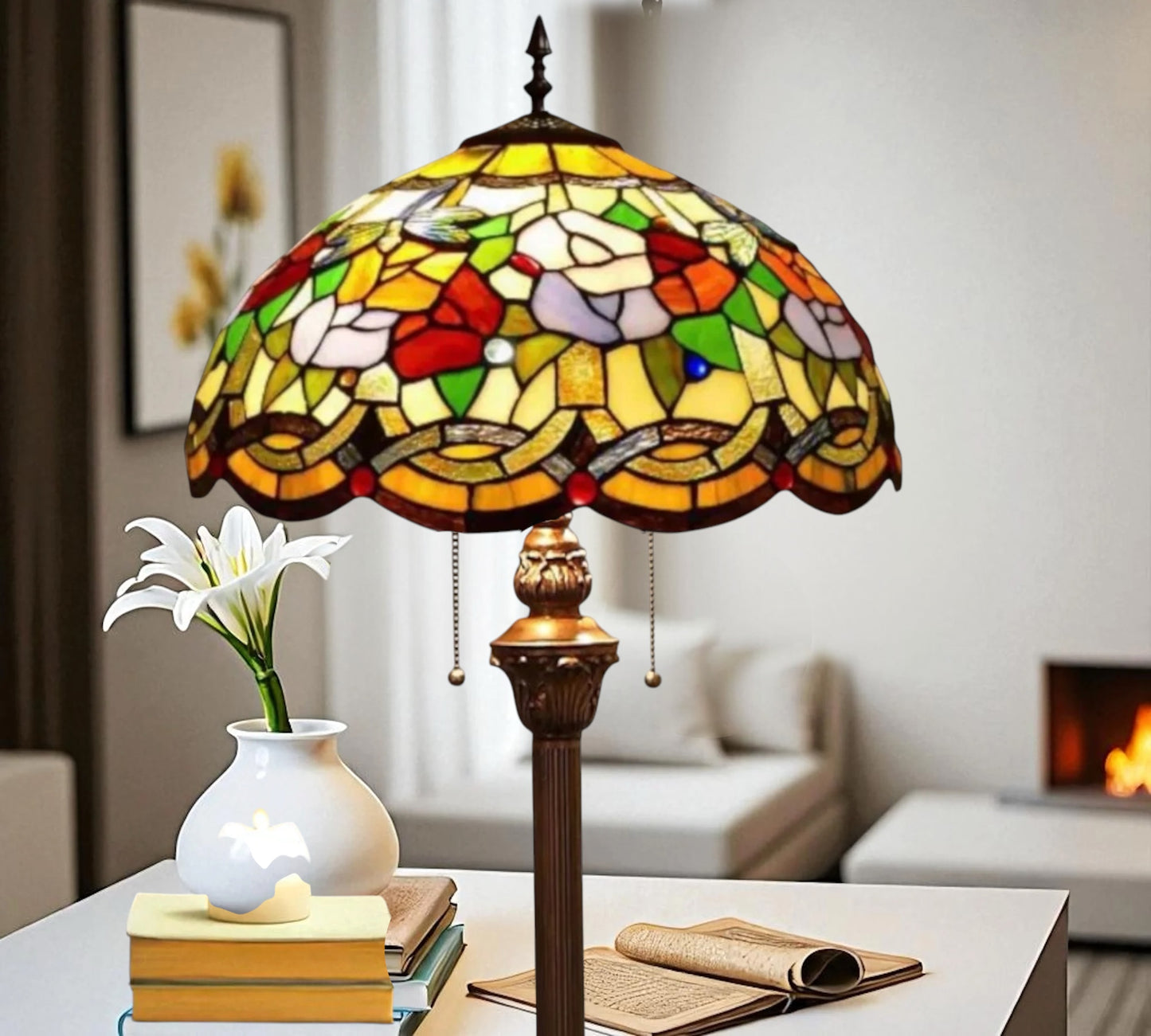 CDH Tiffany Floor Lamp (15002F) 16" 40CM Shade