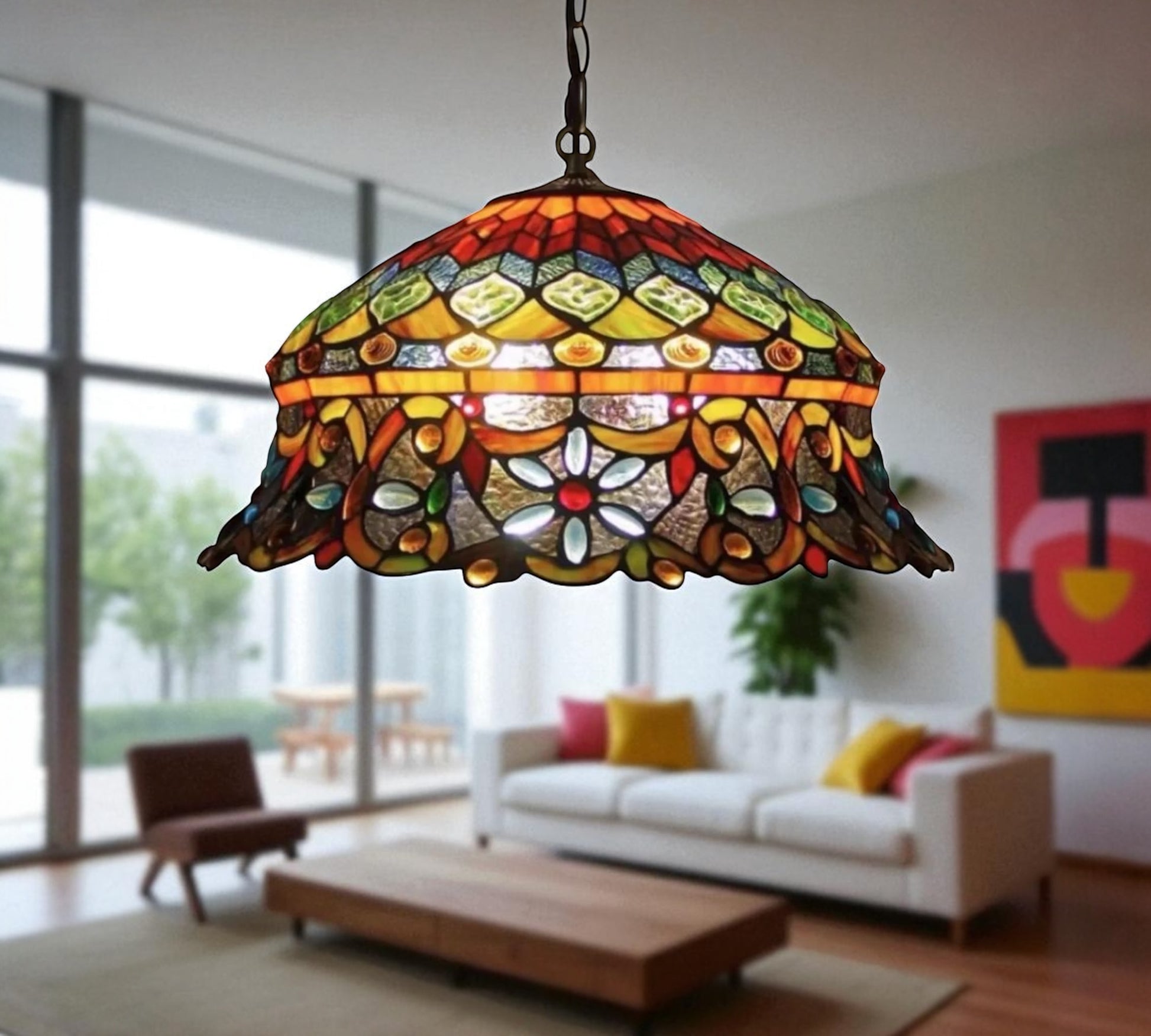 CDH 18" XLARGE Tiffany Pendant Lamp 46cm shade (19002C)