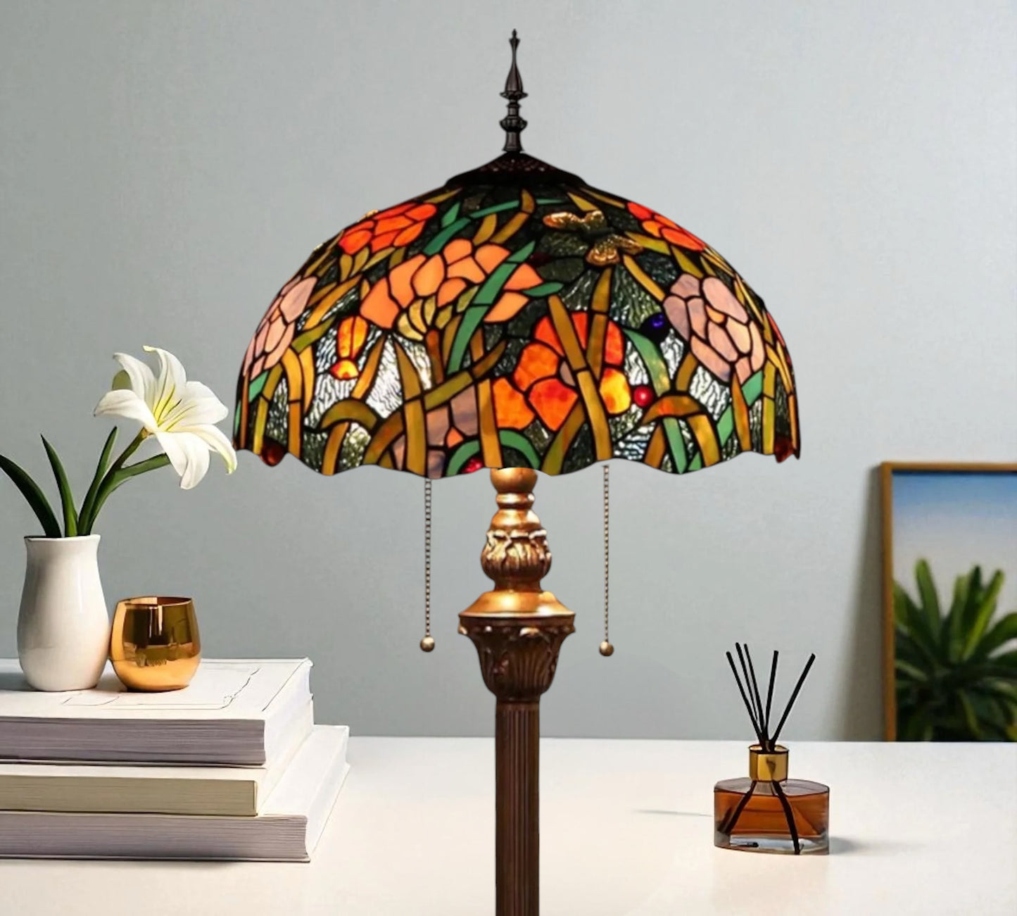 CDH Tiffany Floor Lamp (16073) 16" 40CM Shade