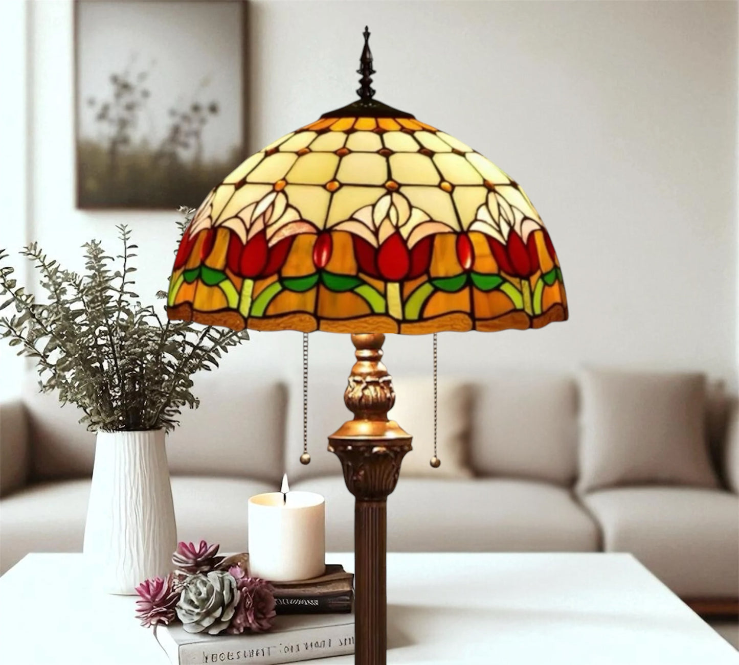CDH Tiffany Floor Lamp (15017F) 16" 40CM Shade