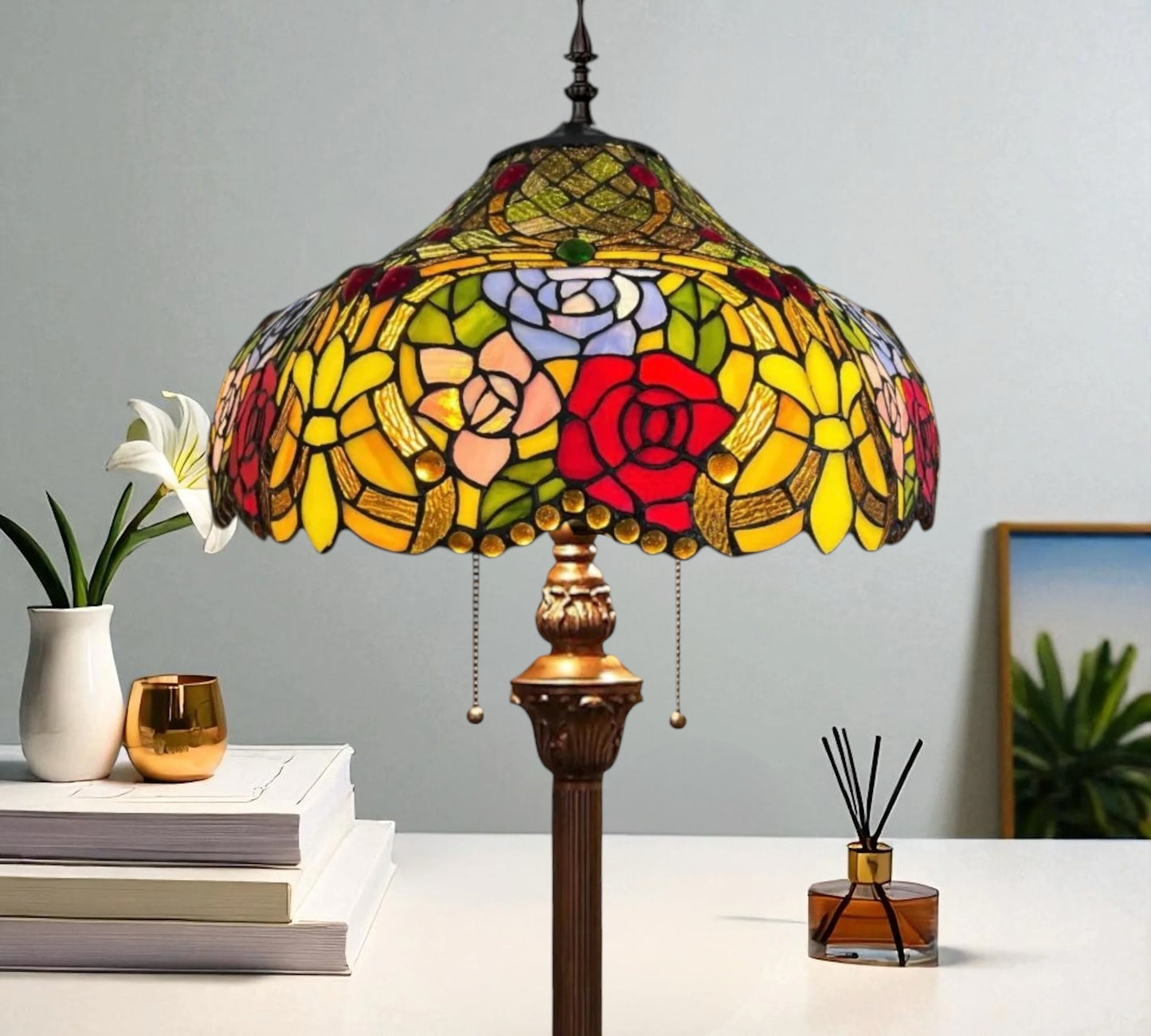 CDH Tiffany Floor Lamp 18" XLARGE 46CM shade (19006)