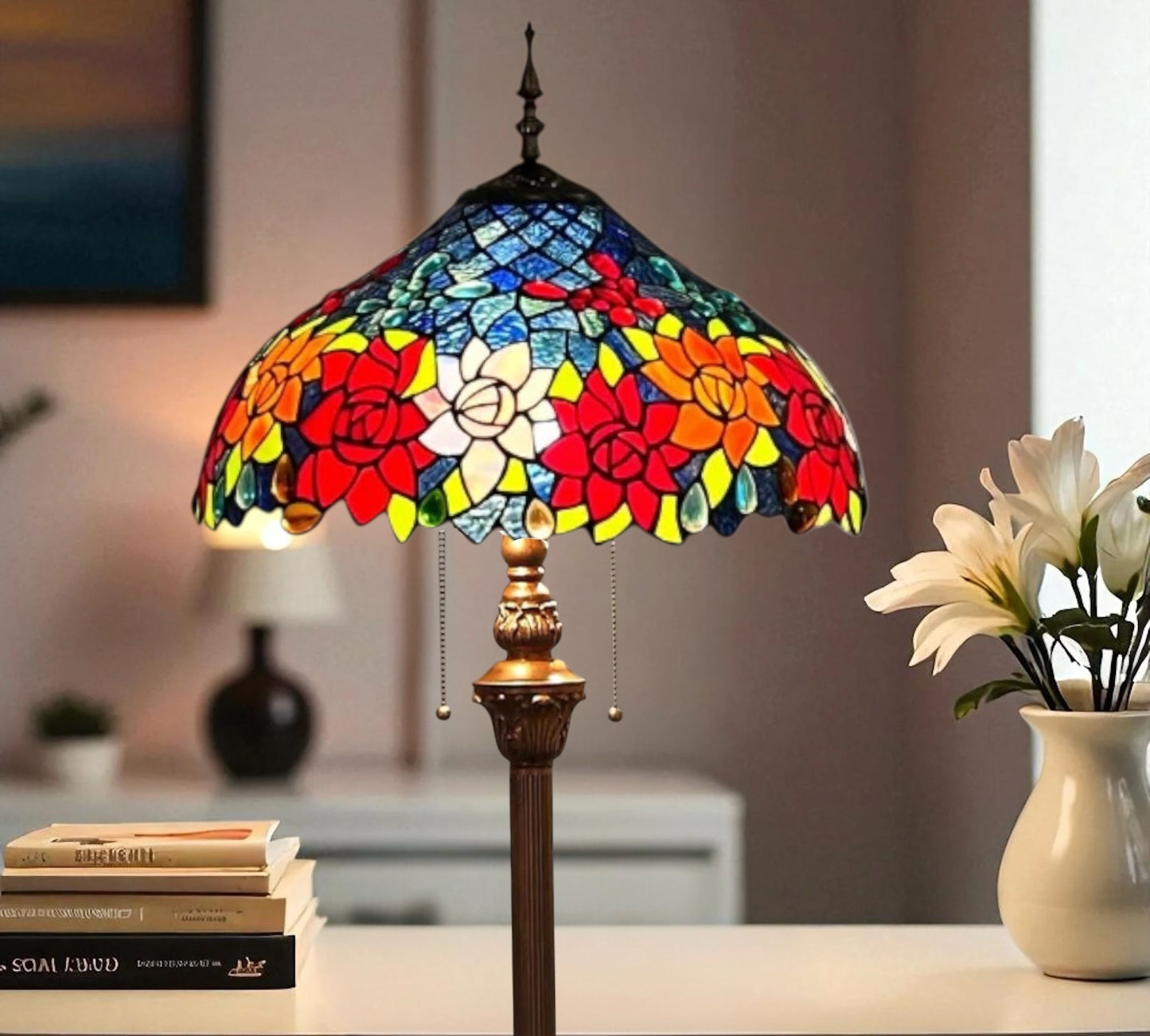 CDH Tiffany Floor Lamp 18" XLARGE 46CM shade (16110FX)