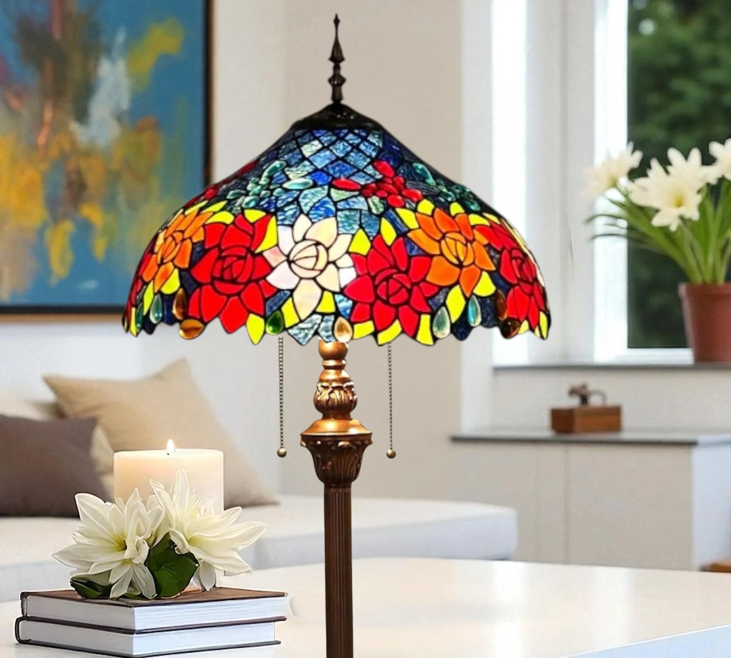 CDH Tiffany Floor Lamp 18" XLARGE 46CM shade (16110FX)