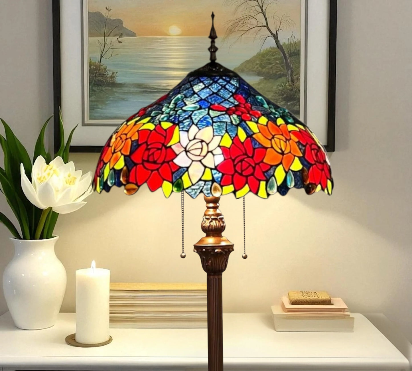 CDH Tiffany Floor Lamp 18" XLARGE 46CM shade (16110FX)