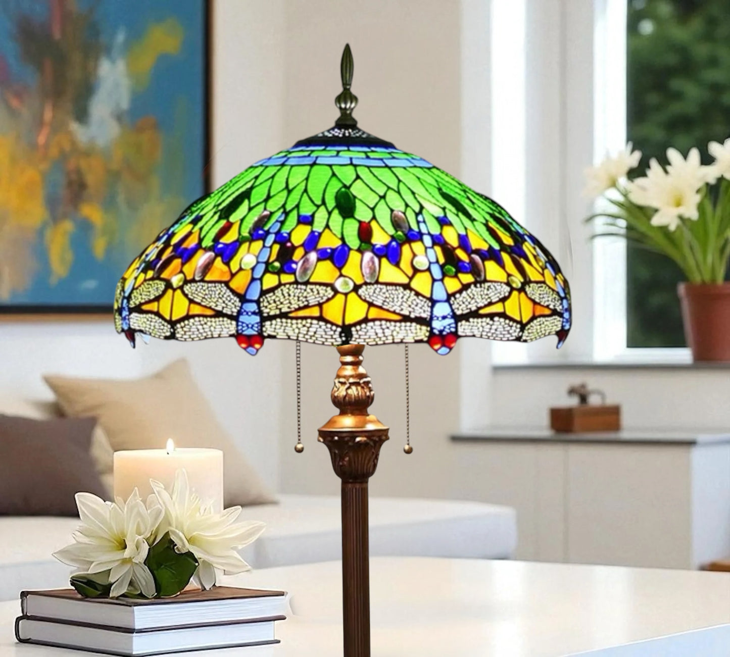 CDH Tiffany Floor Lamp 18" XLARGE 46CM shade (16035GFX)