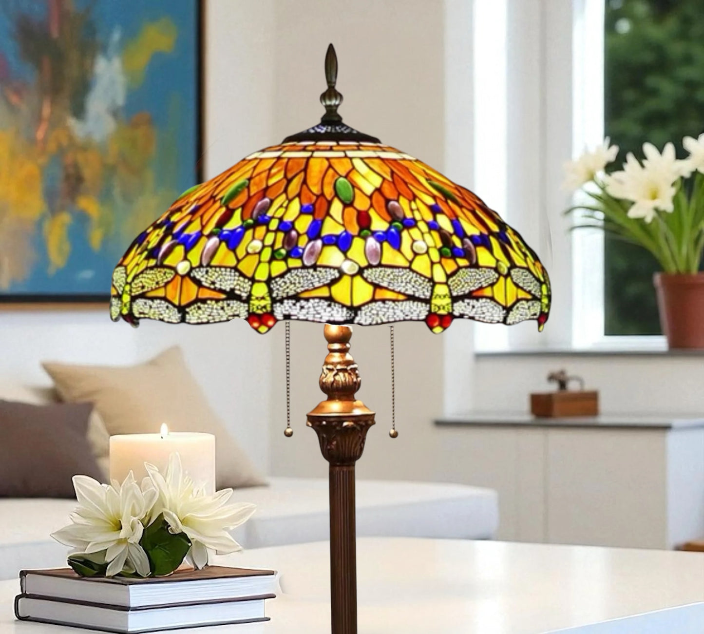 CDH Tiffany Floor Lamp 18" XLARGE 46CM shade (16035FX)