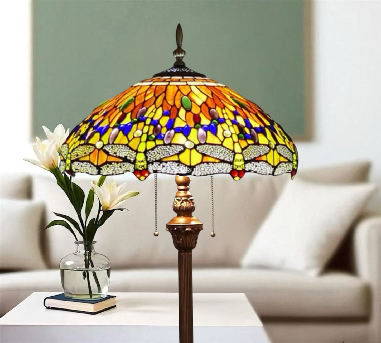 CDH Tiffany Floor Lamp 18" XLARGE 46CM shade (16035FX)