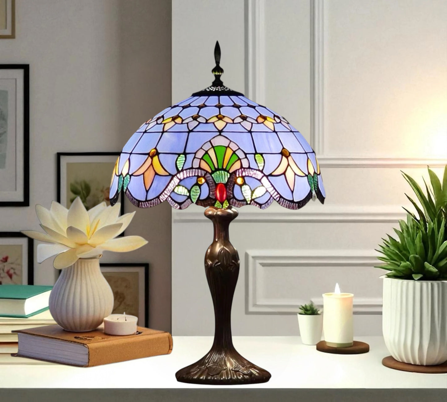 CDH 16" Tiffany Table Lamp 40cm Shade (15008)