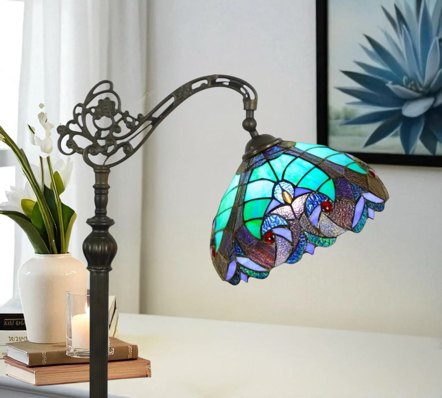 CDH Tiffany Bridge Arm Style Floor Lamp (12013F) 12" 30CM Shade