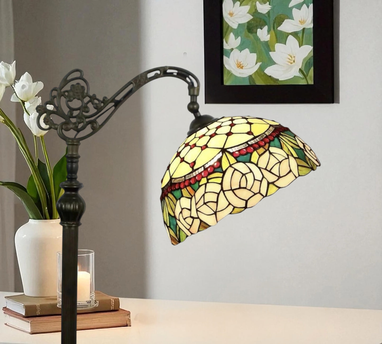 CDH Tiffany Bridge Arm Style Floor Lamp (12042F) 12" 30CM Shade