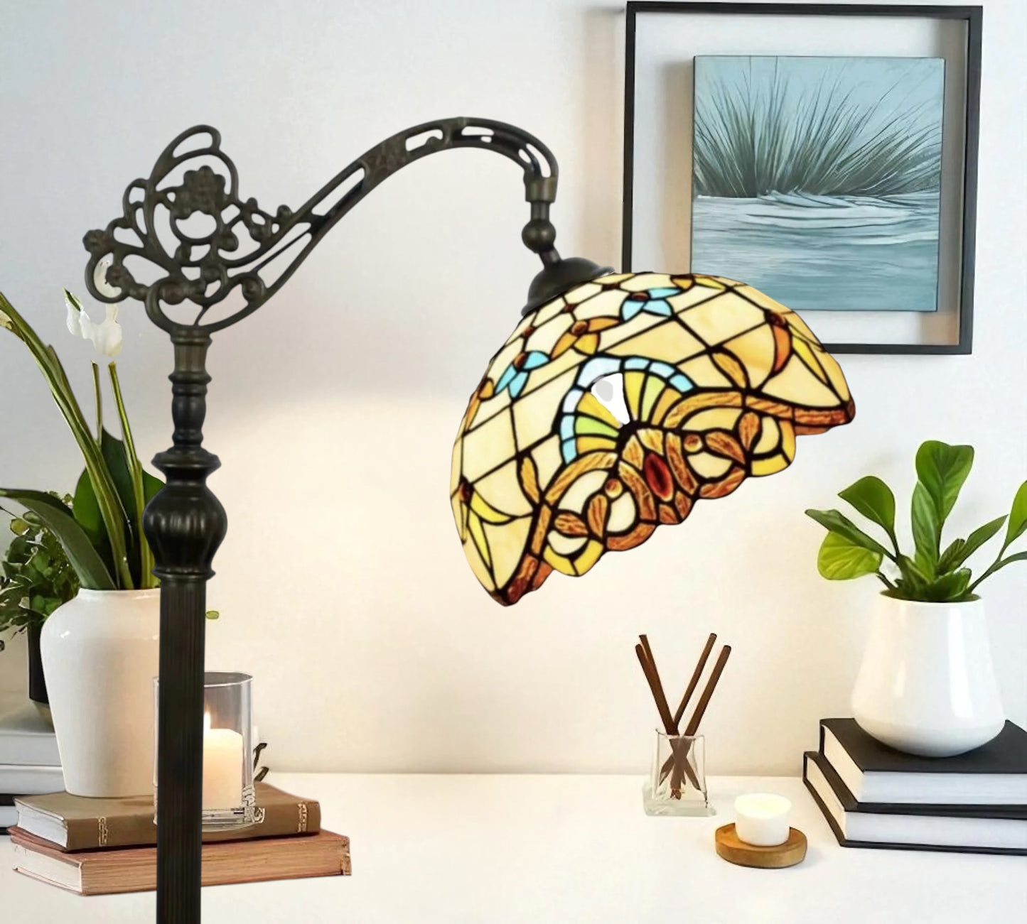 CDH Tiffany Bridge Arm Style Floor Lamp (12025F) 12" 30CM Shade