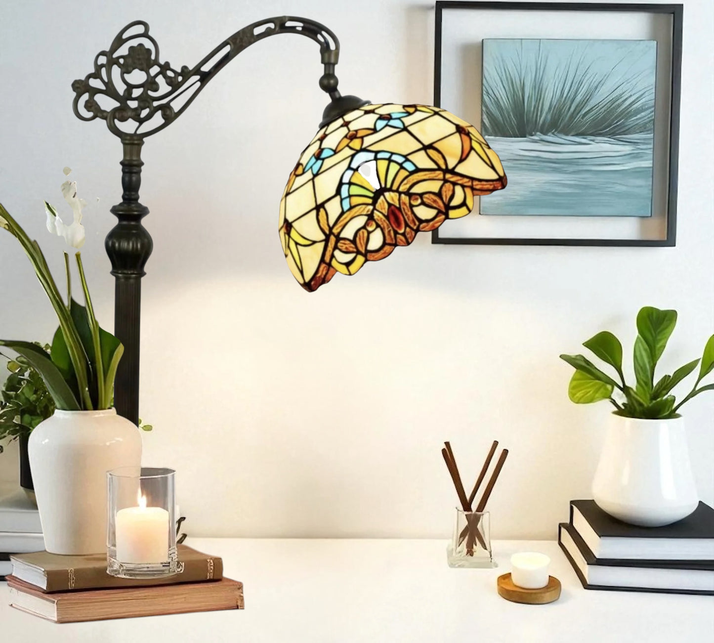 CDH Tiffany Bridge Arm Style Floor Lamp (12025F) 12" 30CM Shade